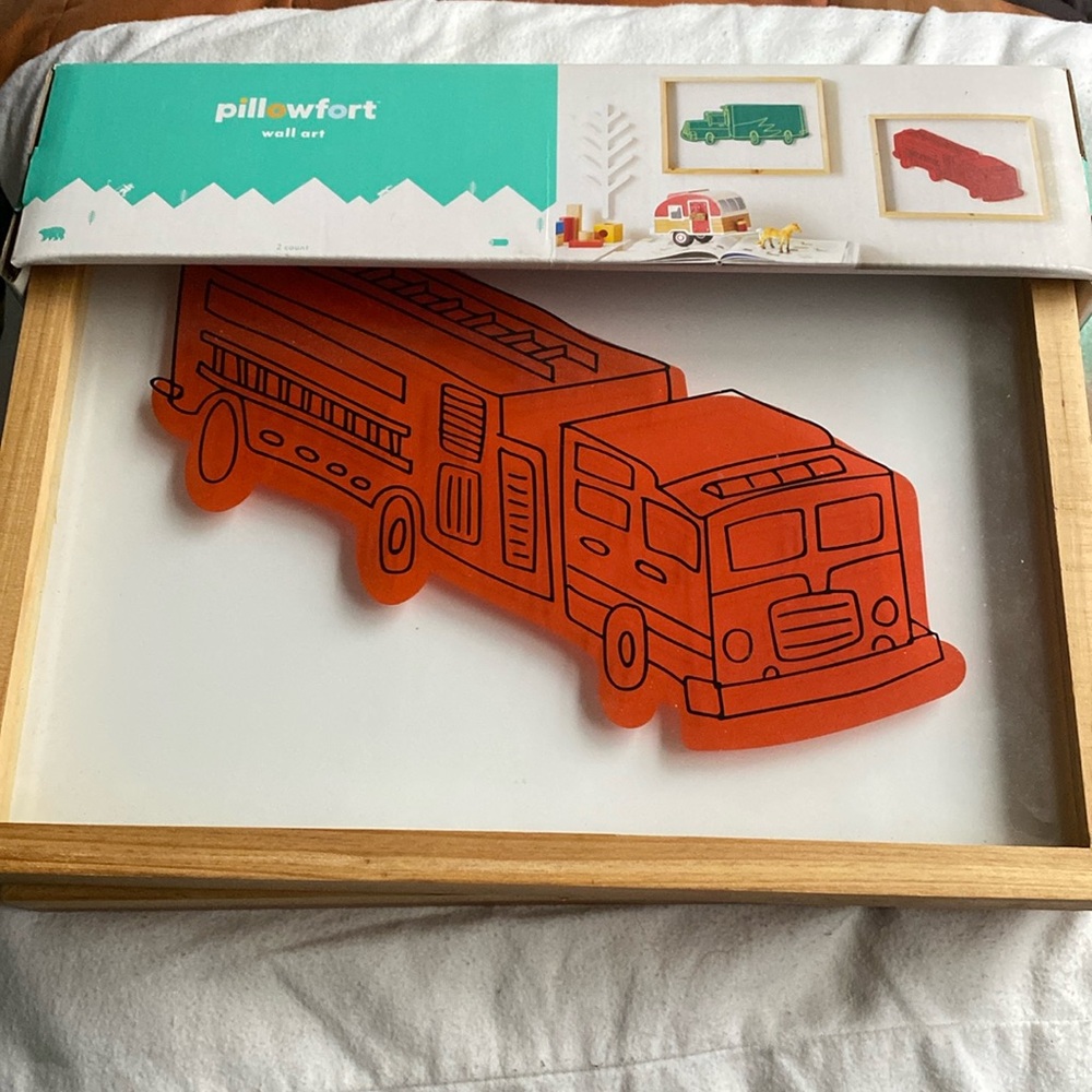 Little Toddler Boy 🚒💨Firetruck and 🛻Truck Room Wall Decor